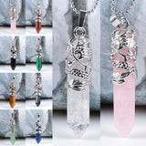 Lianfudai 1ps Women Hexagon Natural Quartz Crystal Chakra Treatment Point Pendant Necklace Jewelry Natural Stone Necklace