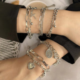 Lianfudai bridal jewelry set for wedding Gothtic Silver Color Anklet Cross Women Men Chain Ankle Bracelet Gifts Heart Coin Anklets Bangles Leg Bracelets Foot Jewelry