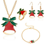 Lianfudai Christmas wishlist 5PCS/Set Christmas Women Alloy Jewelry Set Santa Elk Bell Earrings Necklace Bracelet Decor Xmas Accessories Gift for Girl Women