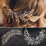 Lianfudai bridal jewelry set for wedding Flashing Rhinestone Pearl Hair Clip Bridal Hair Ornaments Elegant Wedding Jewelry Accessories Crystal Bride Hair Comb Headwear