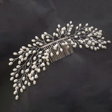 Lianfudai bridal jewelry set for wedding Flashing Rhinestone Pearl Hair Clip Bridal Hair Ornaments Elegant Wedding Jewelry Accessories Crystal Bride Hair Comb Headwear