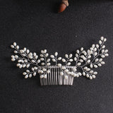 Lianfudai bridal jewelry set for wedding Flashing Rhinestone Pearl Hair Clip Bridal Hair Ornaments Elegant Wedding Jewelry Accessories Crystal Bride Hair Comb Headwear