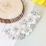 Lianfudai bridal jewelry set for wedding Flashing Rhinestone Pearl Hair Clip Bridal Hair Ornaments Elegant Wedding Jewelry Accessories Crystal Bride Hair Comb Headwear