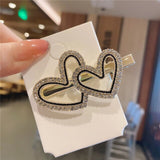 Lianfudai Fashion Korean Pearl Crystal Hairpin Women Geometric Heart Bowknot Handmade Hair Accessories Headwear Pearl Flower Hairpin