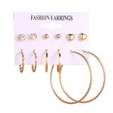 Lianfudai  gifts for her 12 Pairs Flower Women's Earrings Set Pearl Crystal Stud Earrings Boho Geometric Tassel Earrings For Women  Jewelry Gift