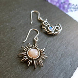 Lianfudai Christmas wishlist Vintage Sun and Moon Earrings Silver Color Crystal Drop Earrings Women Female Bohemia Fashion Jewelry Gift