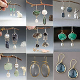 Lianfudai gifts for her women Vintage Fashion Colorful Opal Asymmetric Ear Hook Earrings Irregular Baroque Freshwater Pearl  For Women
