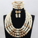 Lianfudai Christmas wishlist New Real Traditional Bridal Wedding Coral Celebrant White Beautiful African Nigerian Necklace Jewellery Set Free Shipping ABH480