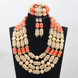 Lianfudai Christmas wishlist New Real Traditional Bridal Wedding Coral Celebrant White Beautiful African Nigerian Necklace Jewellery Set Free Shipping ABH480