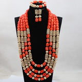 Lianfudai Christmas wishlist New Real Traditional Bridal Wedding Coral Celebrant White Beautiful African Nigerian Necklace Jewellery Set Free Shipping ABH480