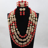 Lianfudai Christmas wishlist New Real Traditional Bridal Wedding Coral Celebrant White Beautiful African Nigerian Necklace Jewellery Set Free Shipping ABH480