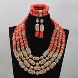 Lianfudai Christmas wishlist New Real Traditional Bridal Wedding Coral Celebrant White Beautiful African Nigerian Necklace Jewellery Set Free Shipping ABH480